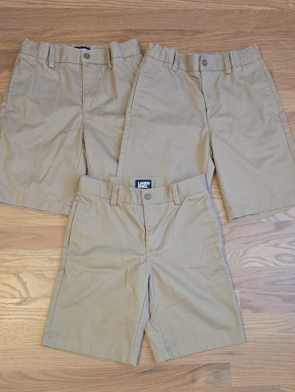 3 Pairs Lands' End Boys Size 10 Khaki Shorts